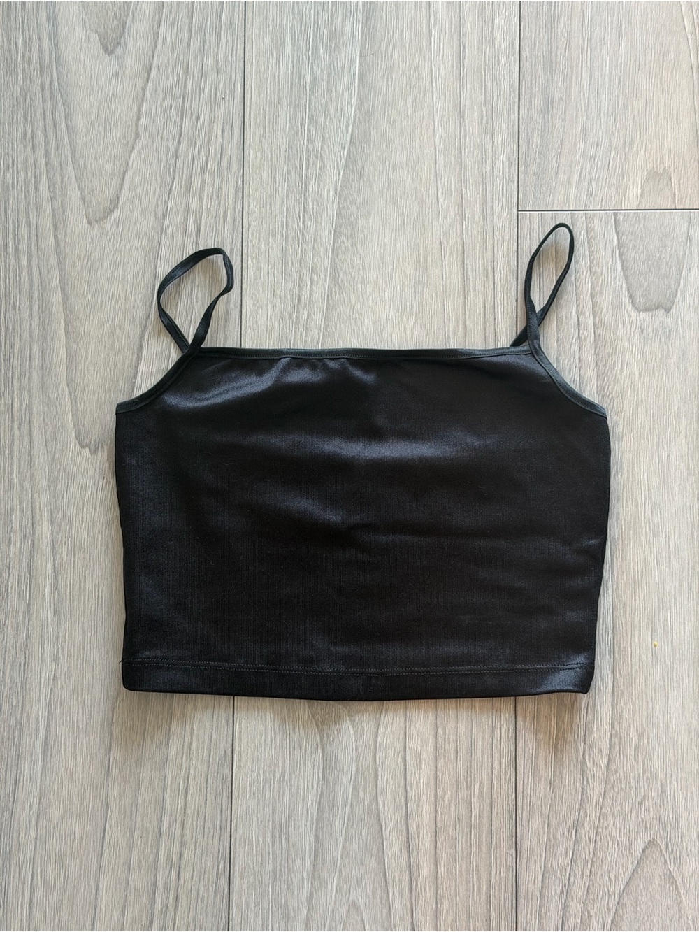 American Apparel Black Satin Camisole Crop